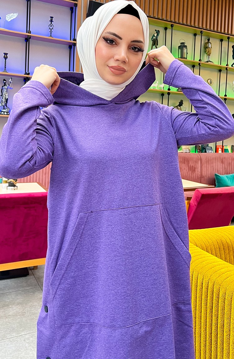 Sefa Merve Çıtçıt Detaylı Iki Iplik Eşofman Takım 3071-05 Mor görsel 4