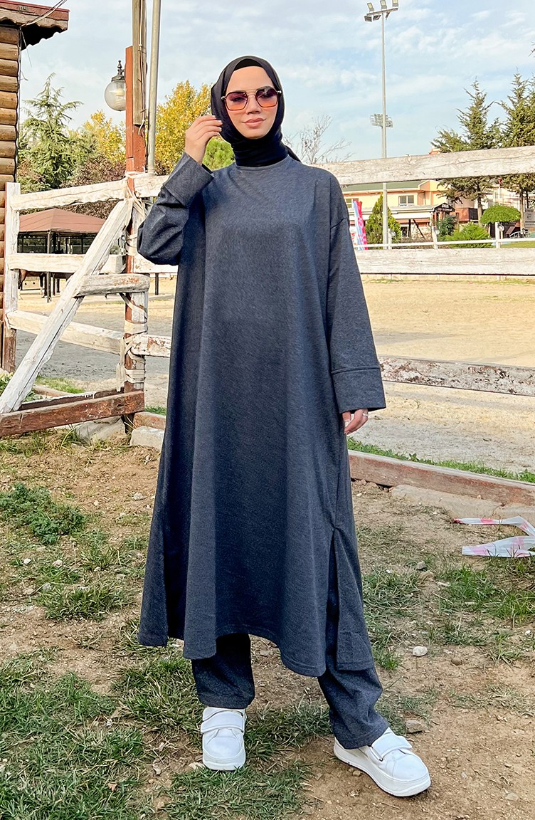 Sefa Merve Iki Iplik Eşofman Takım 3040-15 Antrasit görsel 3