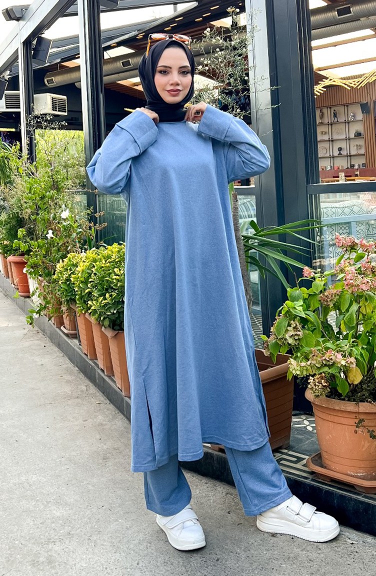 Sefa Merve Iki Iplik Eşofman Takım 3040-17 Indigo görsel 2