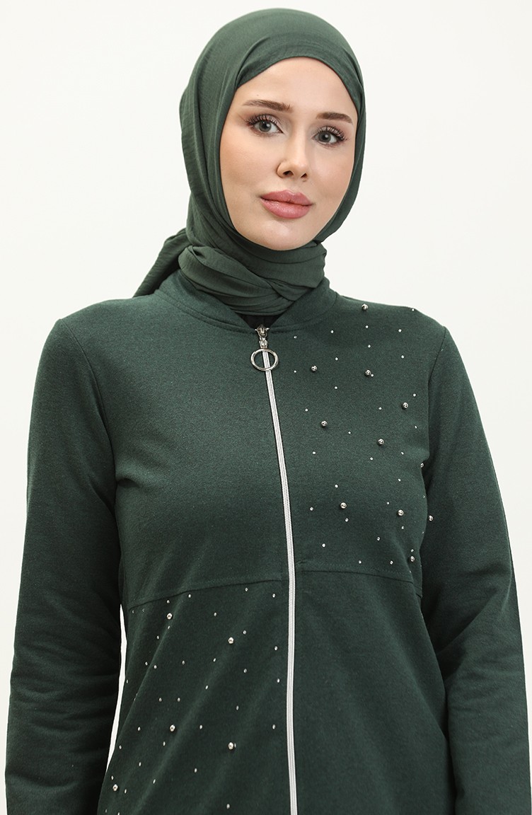 Sefa Merve Iki Iplik Incili Eşofman Takım 3038-06 Nefti Yeşil görsel 3