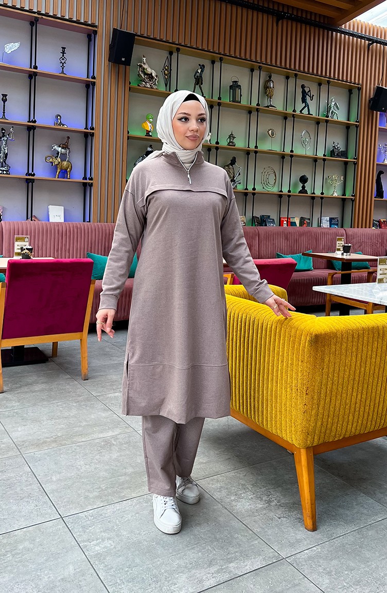 Sefa Merve Iki Iplik Fermuarlı Eşofman Takım 3062-06 Vizon
