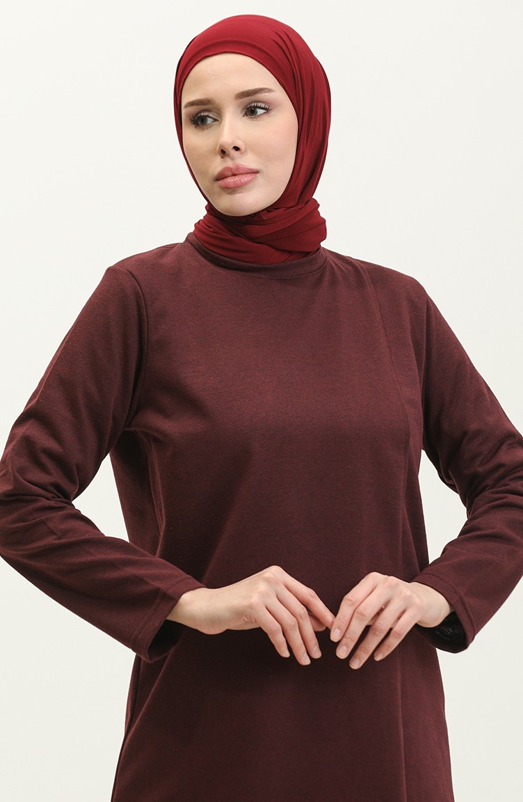 Sefa Merve Asimetrik Kesim Iki Iplik Eşofman Takım 03076-02 Bordo görsel 3