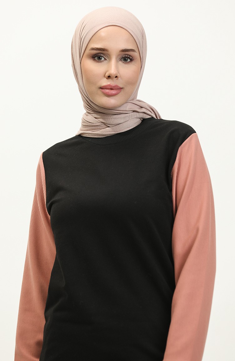 Sefa Merve Ikili Eşofman Takım 23018-04 Siyah Gül Kurusu görsel 3