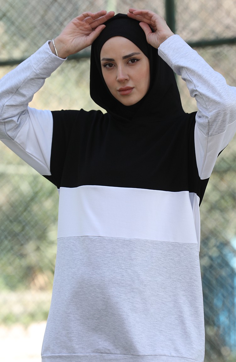 Sefa Merve Ikili Eşofman Takım 24001-06 Siyah Gri görsel 3