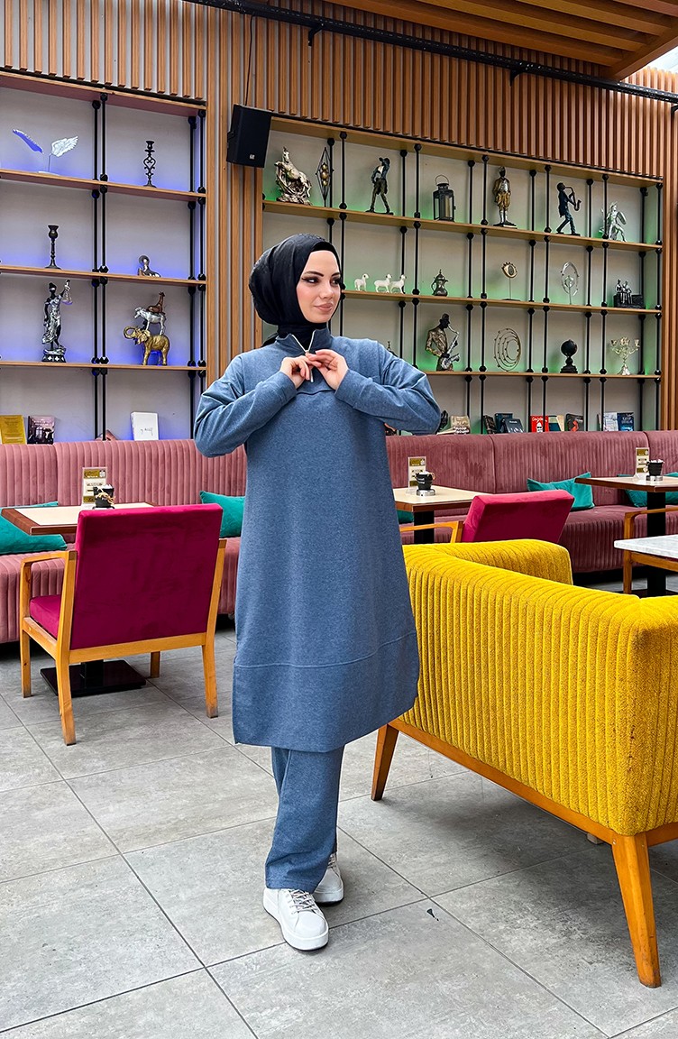 Sefa Merve Iki Iplik Fermuarlı Eşofman Takım 3062-08 Indigo