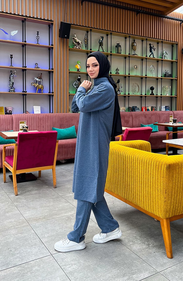 Sefa Merve Iki Iplik Fermuarlı Eşofman Takım 3062-08 Indigo görsel 2