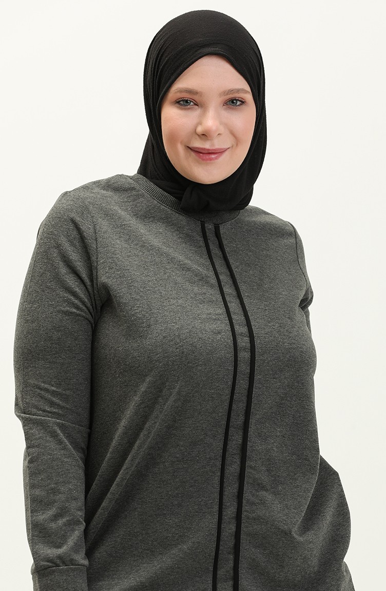 Sefa Merve Büyük Beden Biyeli Eşofman Takım 11020-03 Antrasit görsel 3