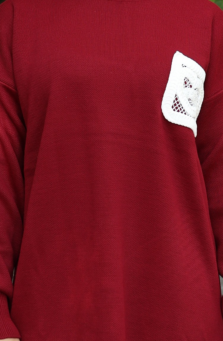 Sefa Merve Triko Tunik Pantolon Ikili Takım 1029-06 Bordo görsel 5