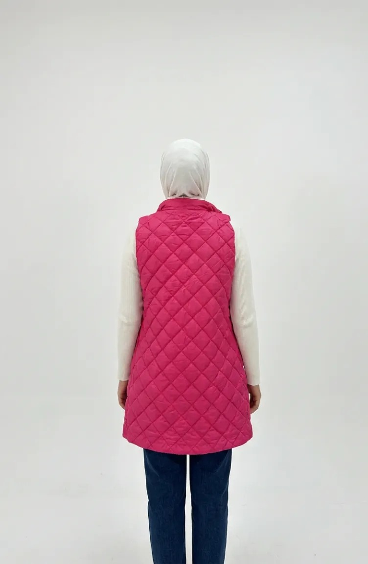 Sefa Merve Çıtçıtlı Kapitone Yelek 71150-04 Fuşya görsel 4