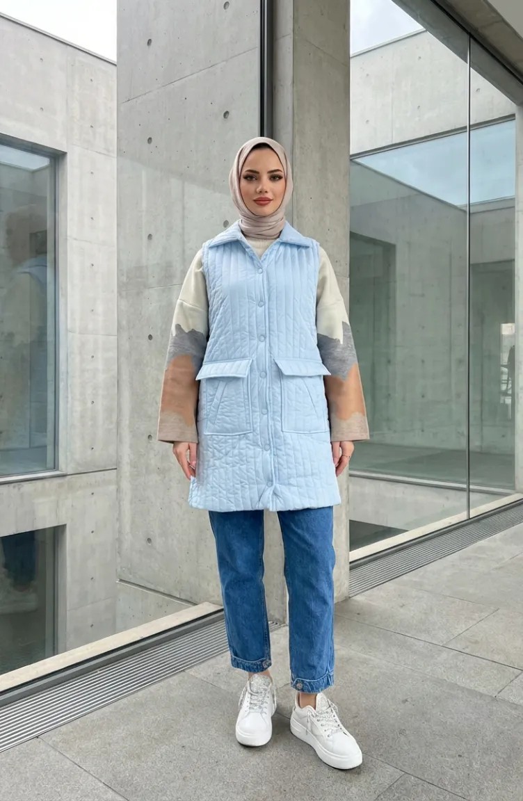 Sefa Merve Kapitone Yelek 71152-02 Bebek Mavisi