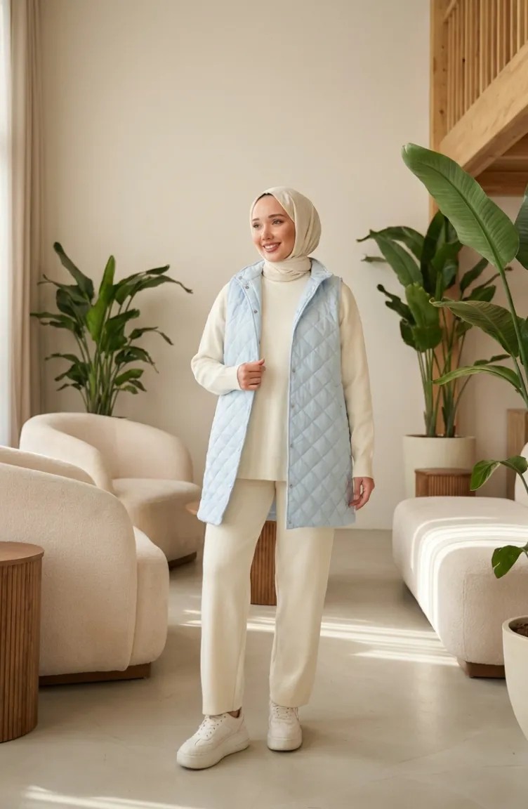 Sefa Merve Çıtçıtlı Kapitone Yelek 71150-05 Bebek Mavisi görsel 2