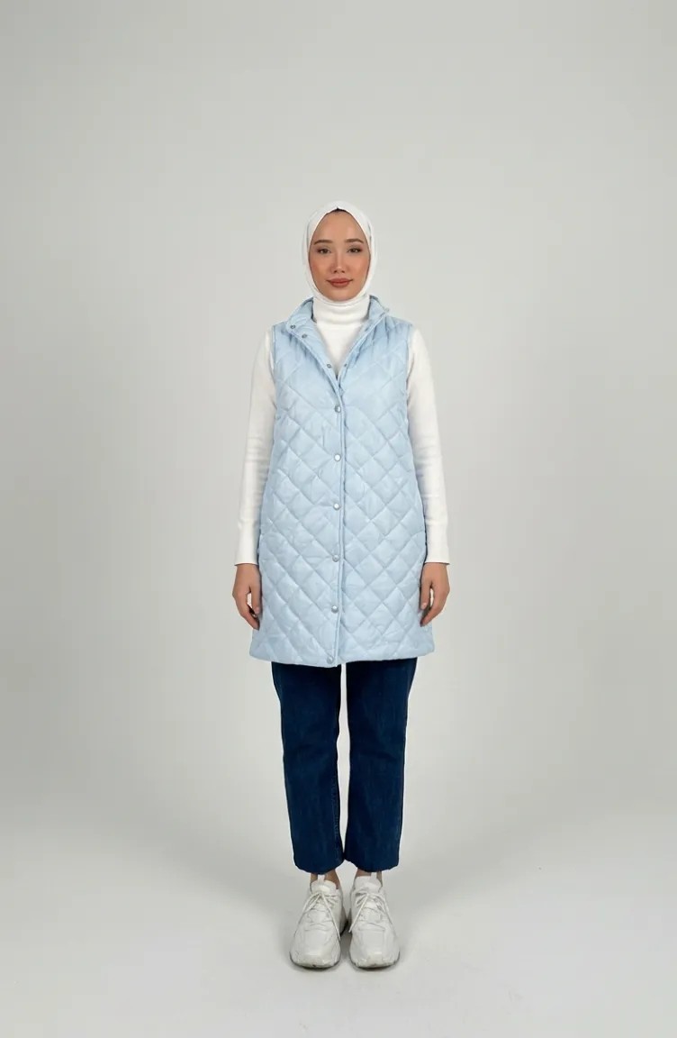 Sefa Merve Çıtçıtlı Kapitone Yelek 71150-05 Bebek Mavisi görsel 3