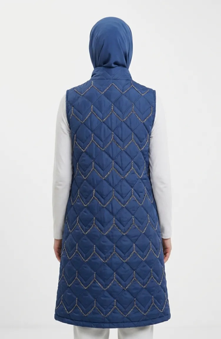 Sefa Merve Kapitone Yelek 4949-03 Indigo görsel 4