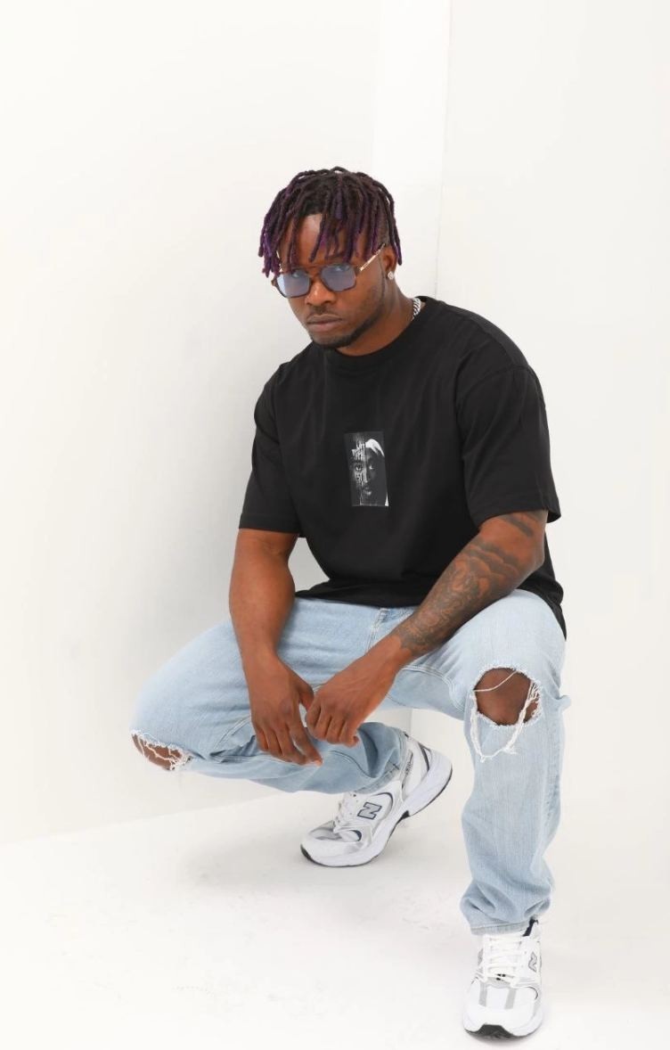 Fantastik Store Erkek Kısa Kol Yazlık Tişört Bisiklet Yaka Baskılı Oversize T-Shirt - Siyah görsel 3