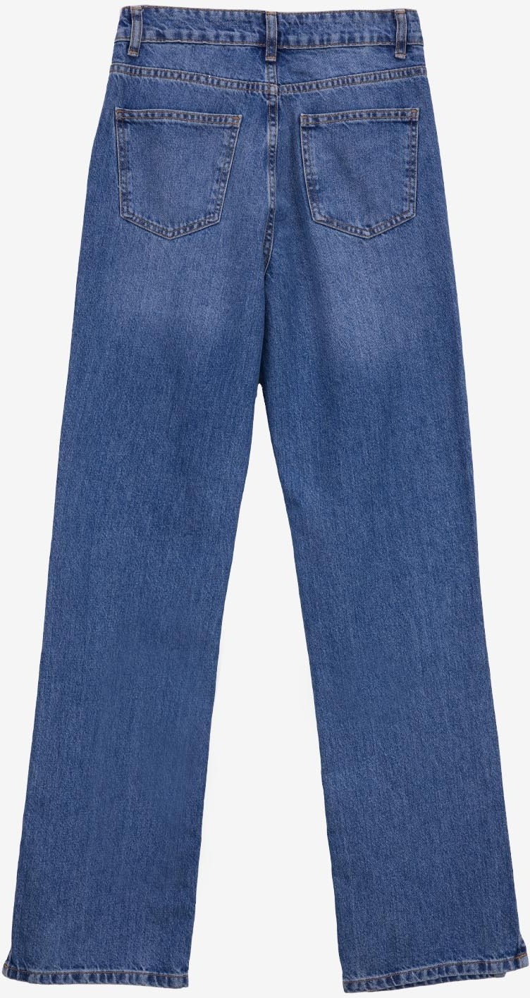 Fabrika Yüksek Bel Normal Paça Straight Indigo Kadın Denim Pantolon F5WL-PNT0190 görsel 4