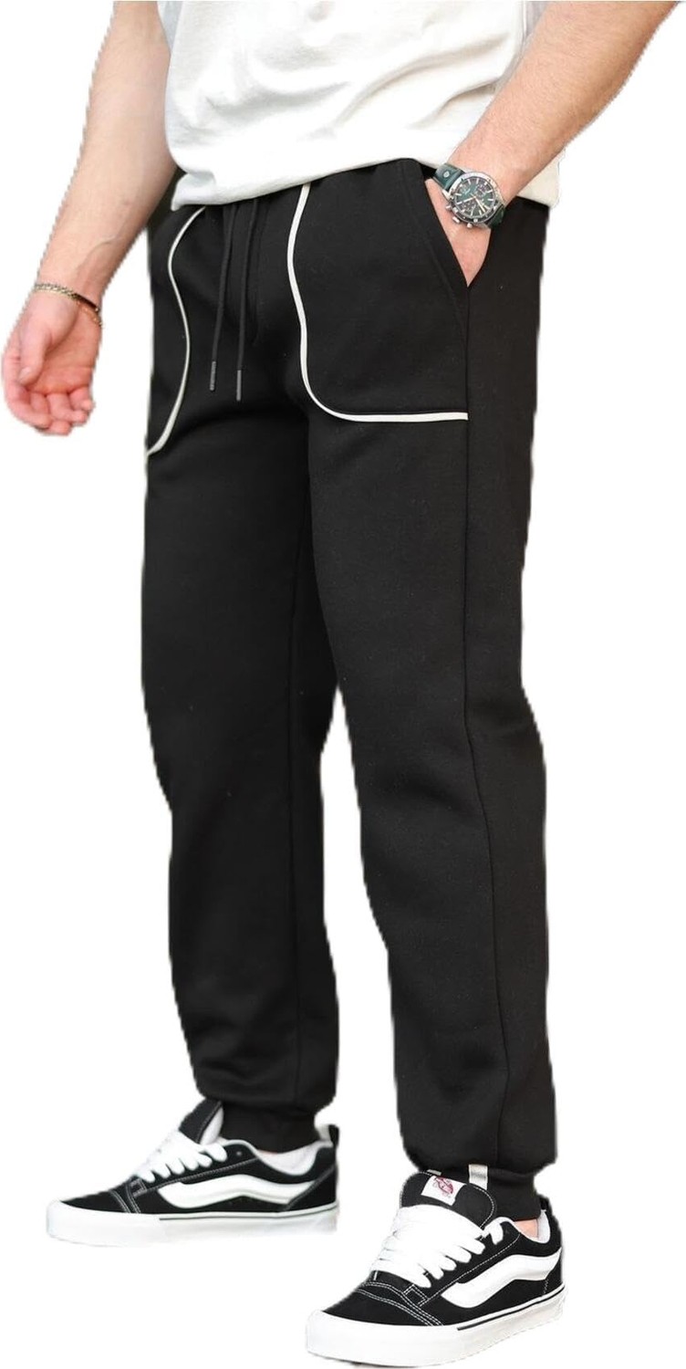 Esranın Dünyası Madmext Siyah Şerit Detaylı Jogger Eşofman Altı E6581,SIYAH Xl