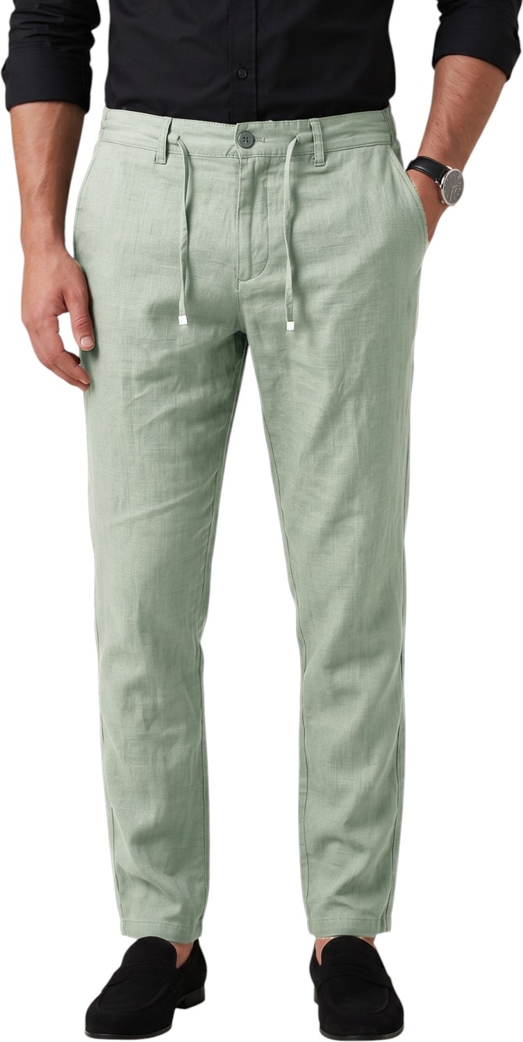 RizzUP Lacivert Slim Fit Likralı Keten Dokulu Lastikli Belli Ipli Yazlık Erkek Pantolon 2603001