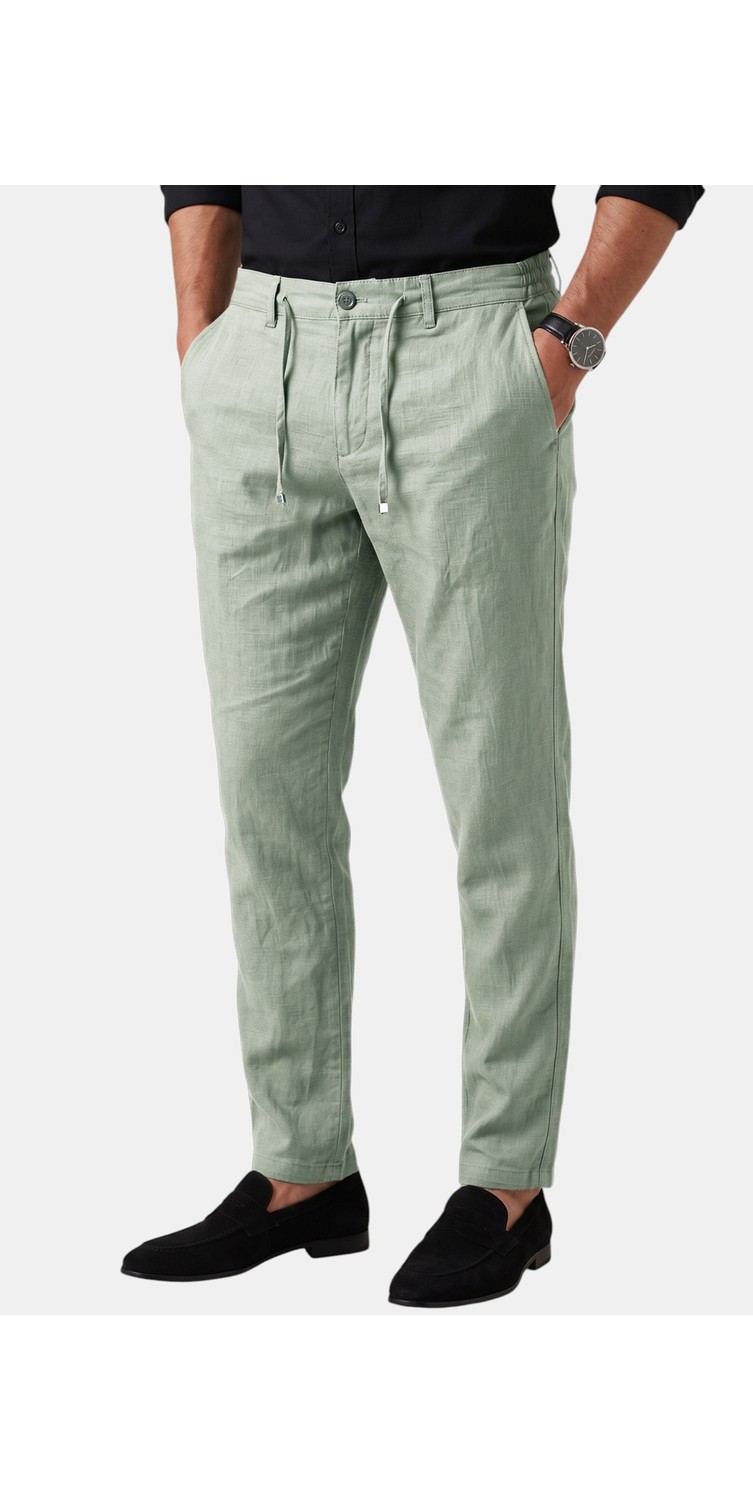 RizzUP Lacivert Slim Fit Likralı Keten Dokulu Lastikli Belli Ipli Yazlık Erkek Pantolon 2603001 görsel 2