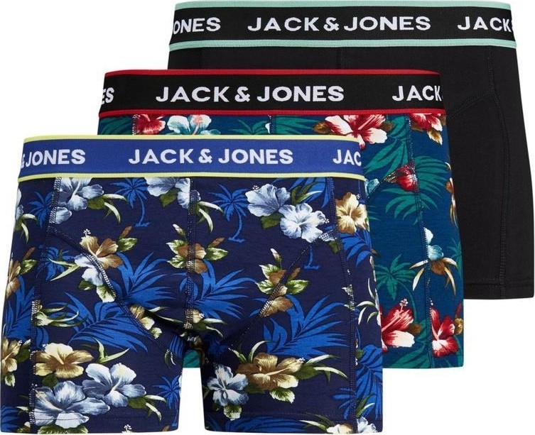 Jack & Jones Jacflower Trunks 3 Pack Noos Erkek Siyah Boxer 12171253-Black
