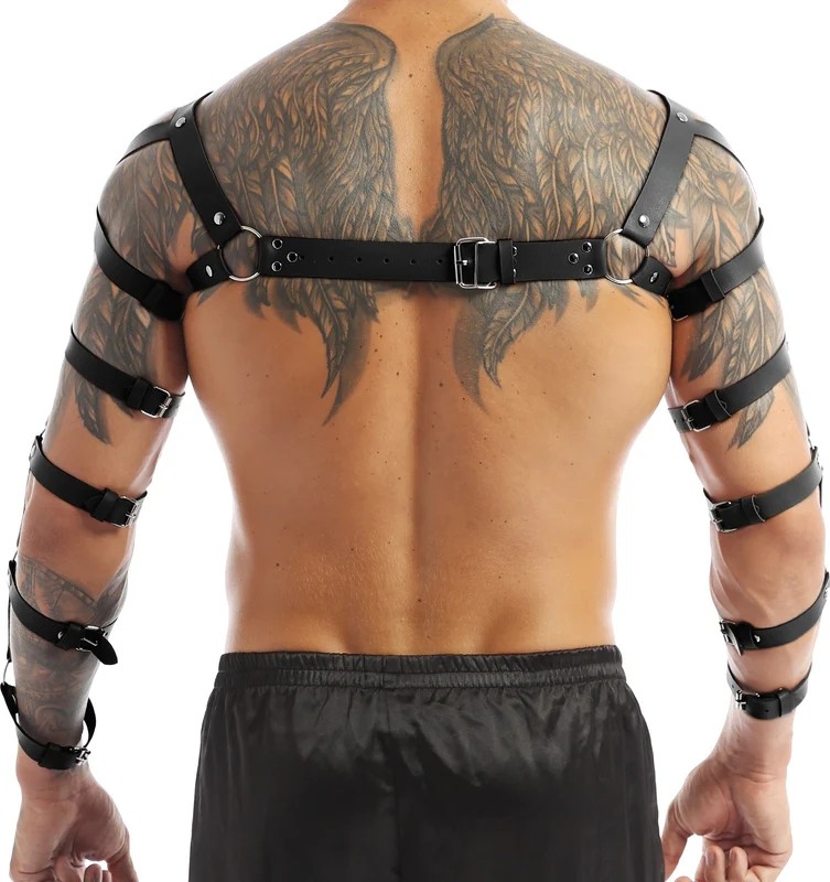 New Dreams Erkek Suni Deri Harness Göğüs Aksesuarı Fantezi Iç Giyim Kayışlı Tasarım, Ayarlanabilir Seksi Body Strap görsel 4
