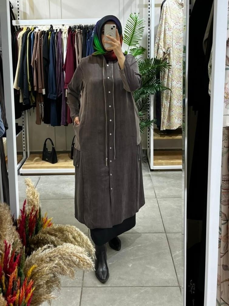 Lissmore 5956 Sahte Cep Çıtçıt Detaylı Kap Browni görsel 2
