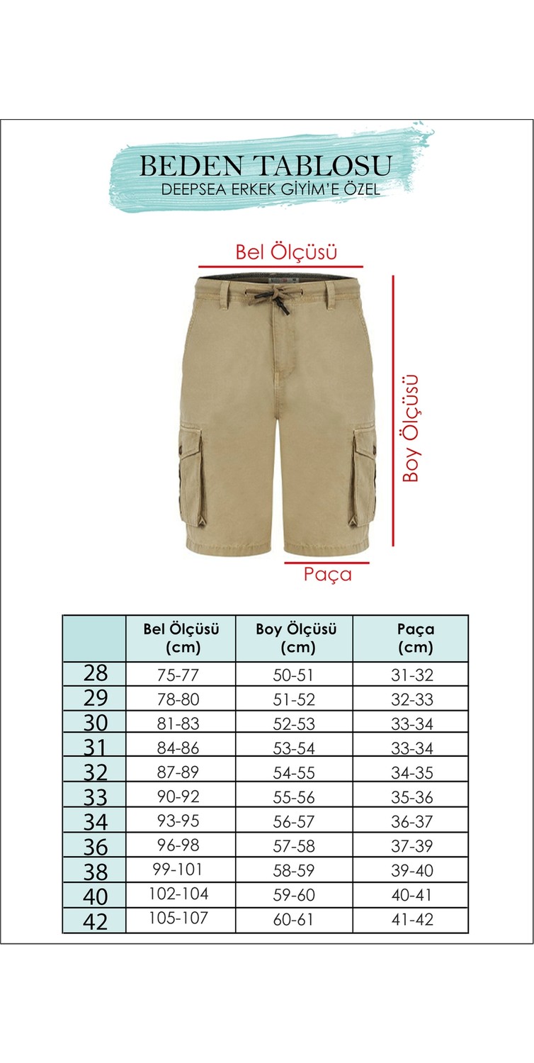 RizzUP Erkek Camel Likralı Gabardin Modern Fit Kargo Kapri Şort, Çok Cepli Yazlık Rahat Kesim Şort 2014 görsel 3