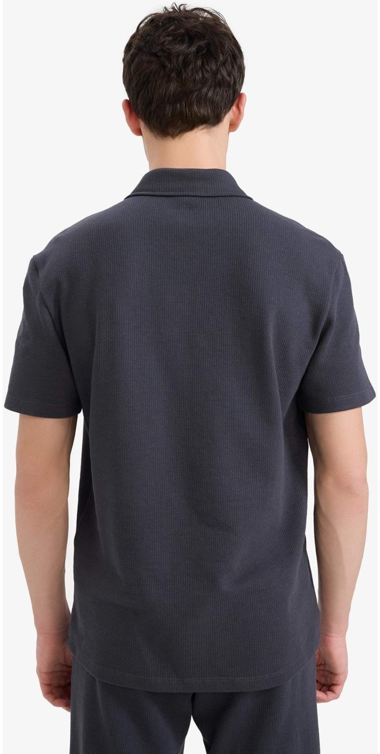 DeFacto Regular Fit Polo Yaka Kısa Kollu Dokulu Tişört E4027AX25SP görsel 4