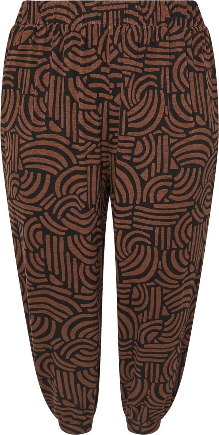 Stil Diva Büyük Beden Beli ve Paçası Lastikli Cepli Soyut Desenli Pantolon 145294 görsel 6