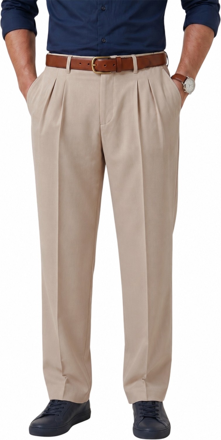 RizzUP Lacivert Baggy Fit Pileli Kumaş Pantolon, Likralı, Beli Lastikli Rahat Kesim Erkek Pantolon 2600920