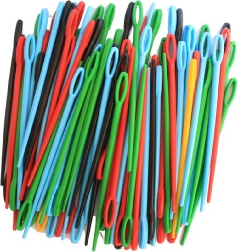 Orhan Çanta 100 Adet 9 cm Boyutlarında Karışık Plastik Yün Iğne Iğnesi Çocuklar Için Eğitici Iğne görsel 2