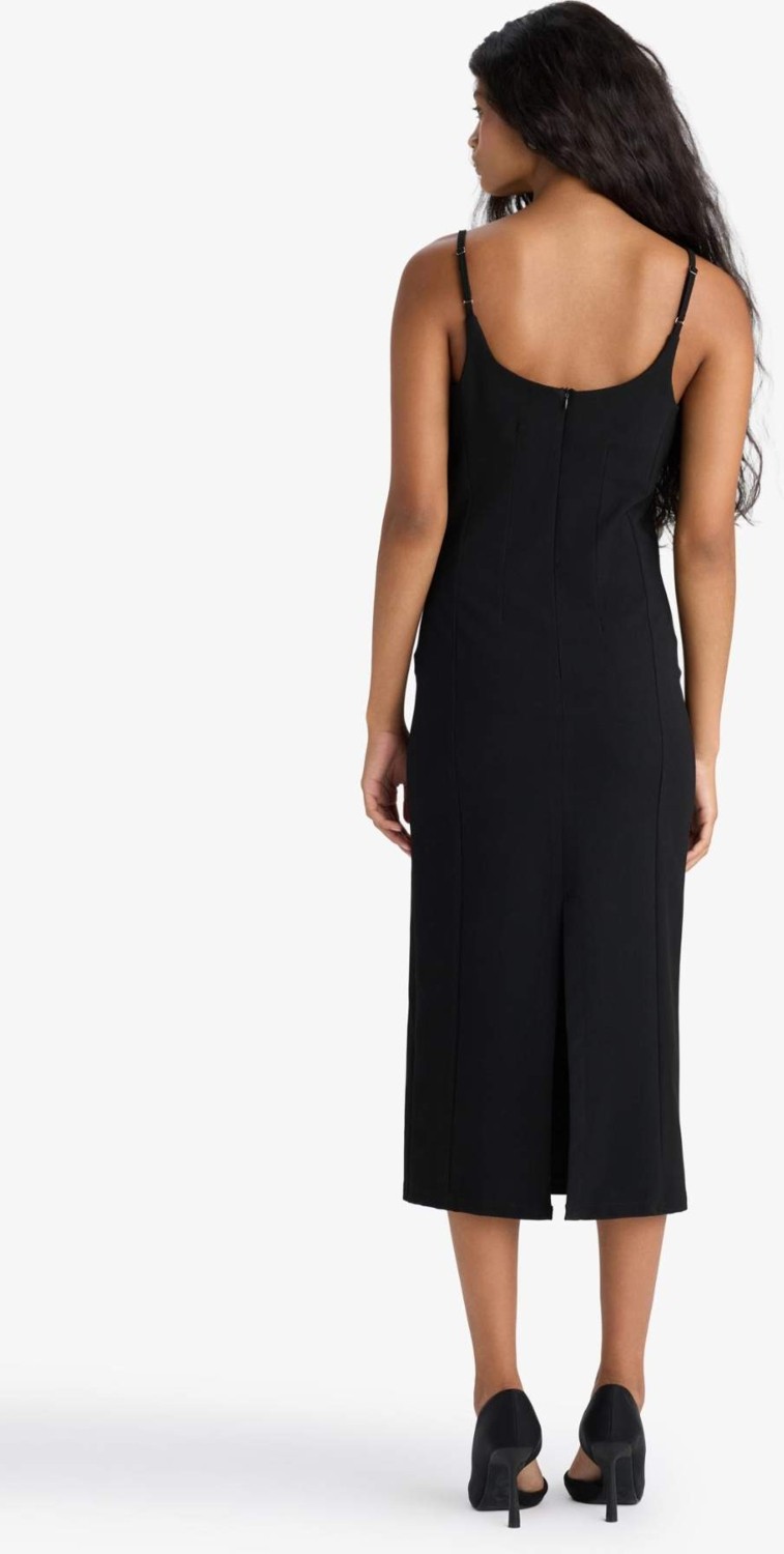 DeFacto Bodycon Vücudu Saran İnce Askılı Midi Elbise F9263AX25WN görsel 5