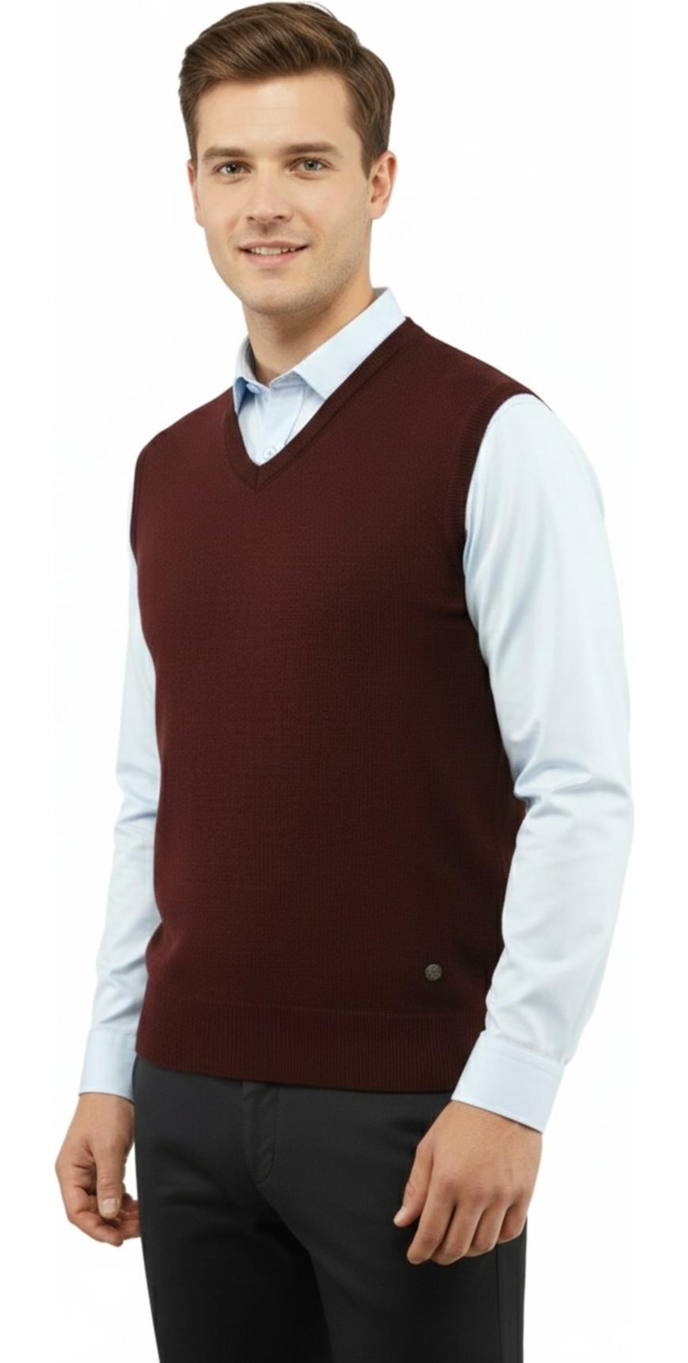 Çizgi Triko Erkek V Yaka Süveter Çelik Örgü Regular Kalıp 5200H BGL-ST04962 görsel 7