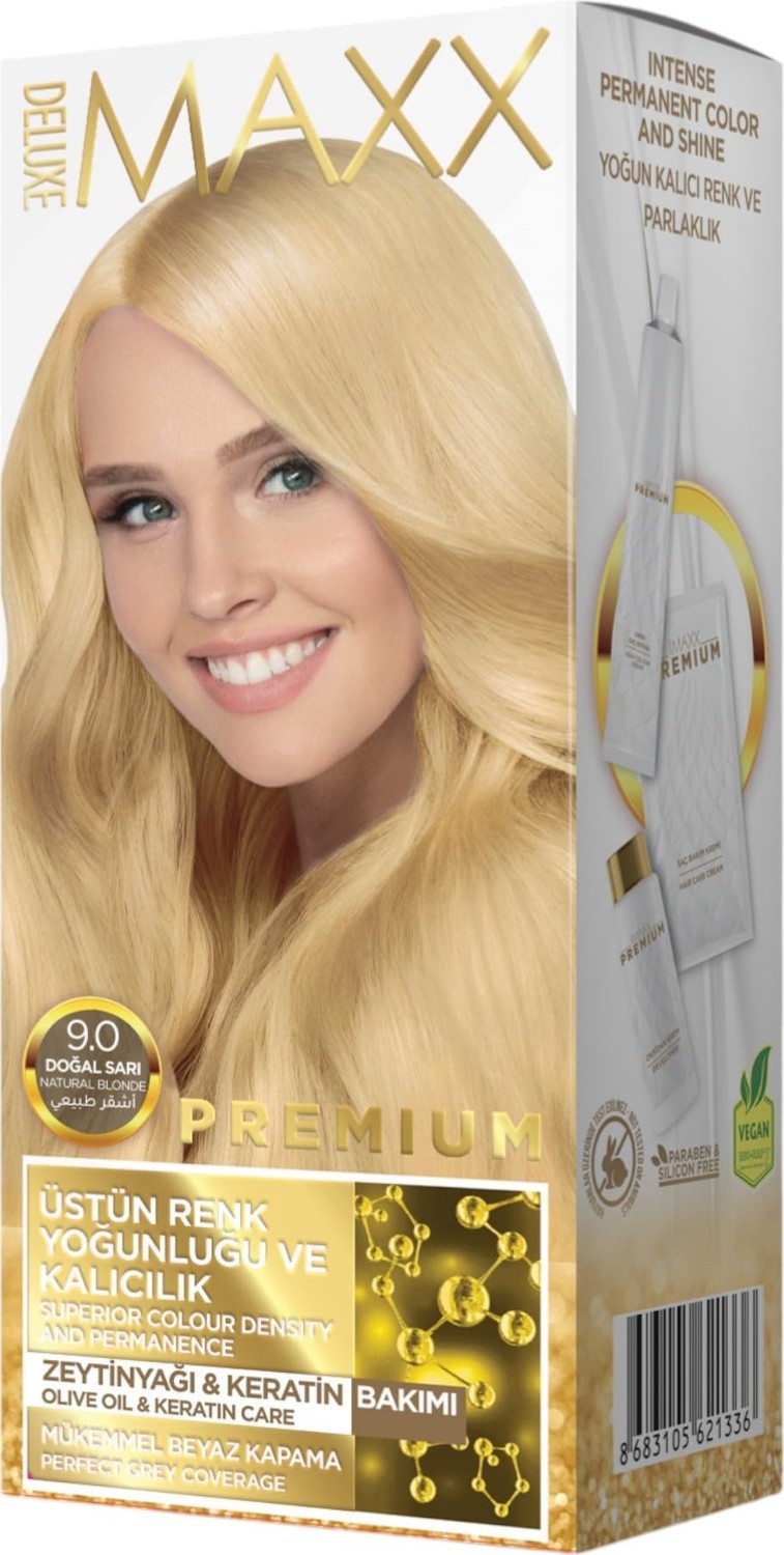Aesco Maxx Deluxe Premıum Yarı Kit Set Saç Boyası 9.0 Doğal Sarı