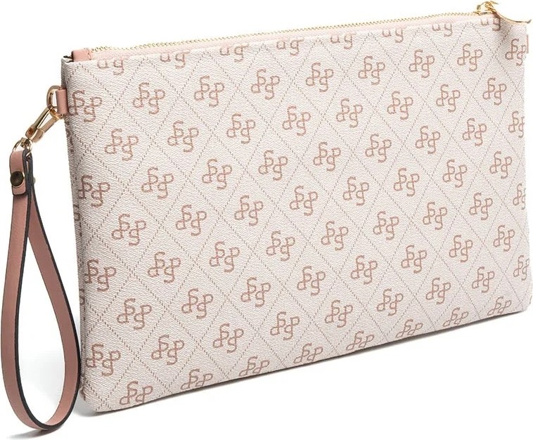 Silver & Polo Silver Polo Pembe - Somon Monogram Kadın Portföy ve Clutch El Çantası SP1034 görsel 3