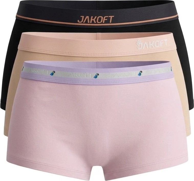 Jakoft Classic Pamuklu Kadın Boxer 3'lü Paket Siyah - Ten - Lila