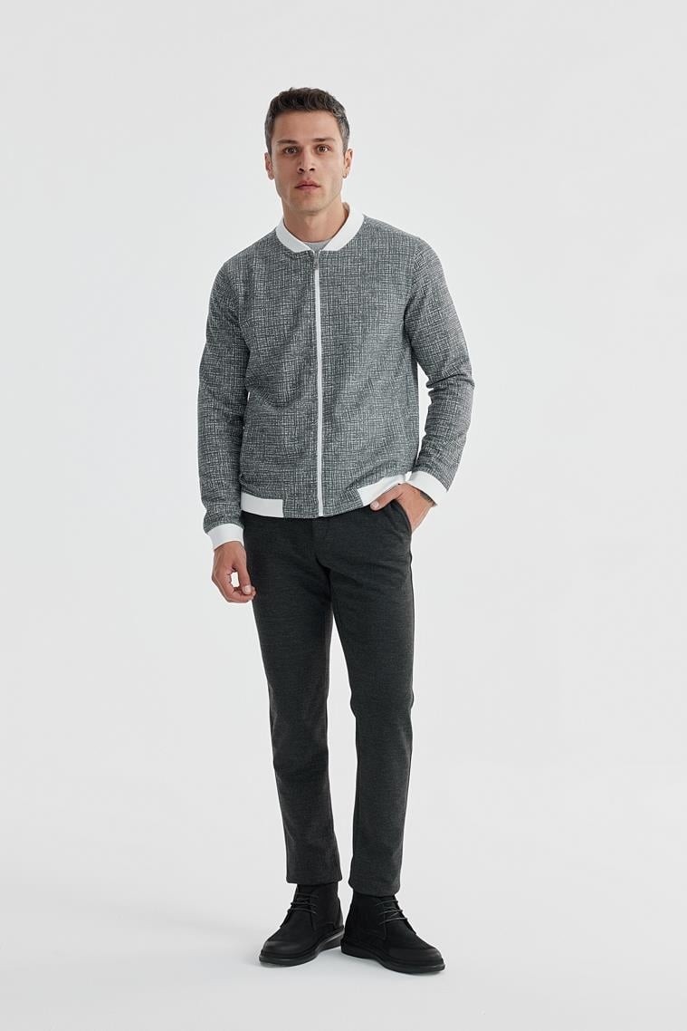 Jakamen Siyah Slim Fit Pamuklu Kolej Mevsimlik Mont görsel 2
