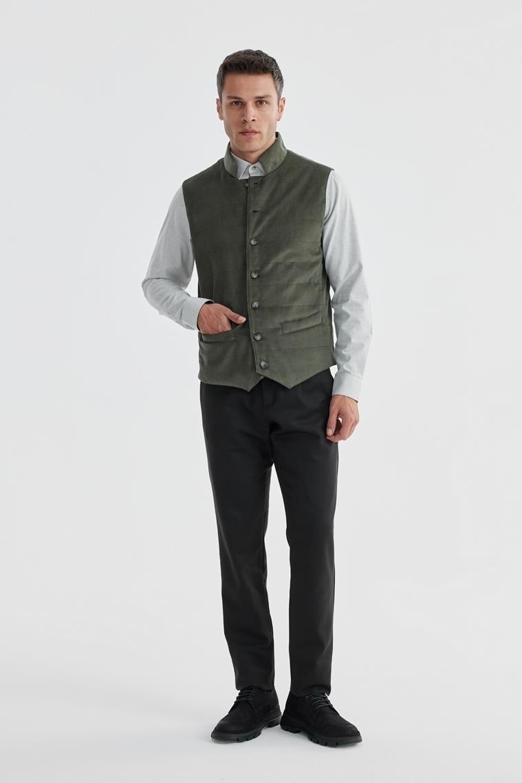 Jakamen Lacivert Hakim Yaka Çift Taraflı Slim Fit Yelek
