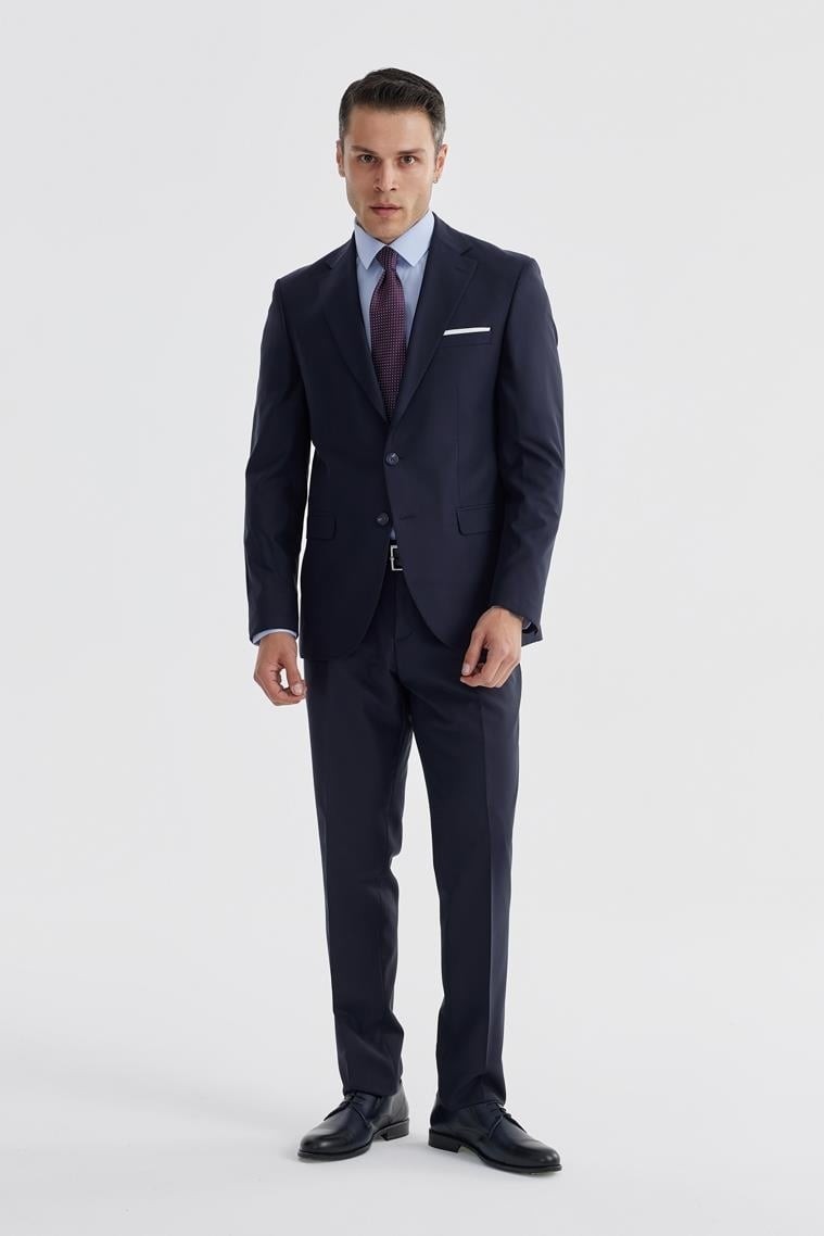 Jakamen Siyah Slim Fit Mono Yaka Çift Yırtmaç Düz Takım Elbise