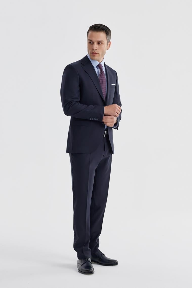 Jakamen Siyah Slim Fit Mono Yaka Çift Yırtmaç Düz Takım Elbise görsel 2