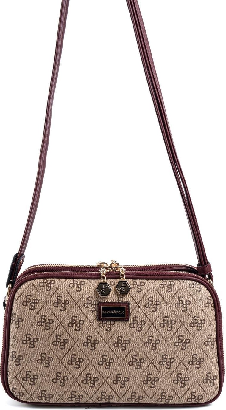 Silver & Polo Silver Polo Bej - Kum Monogram Kadın Çapraz Çanta SP899