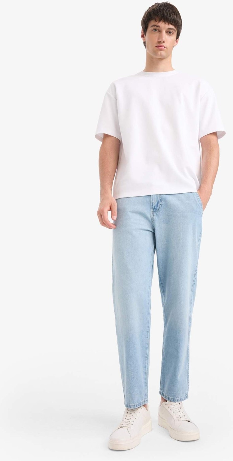 DeFacto %100 Pamuk Relax Fit Geniş Paça Jean Kar Yıkamalı Pantolon E1376AX25SM görsel 7