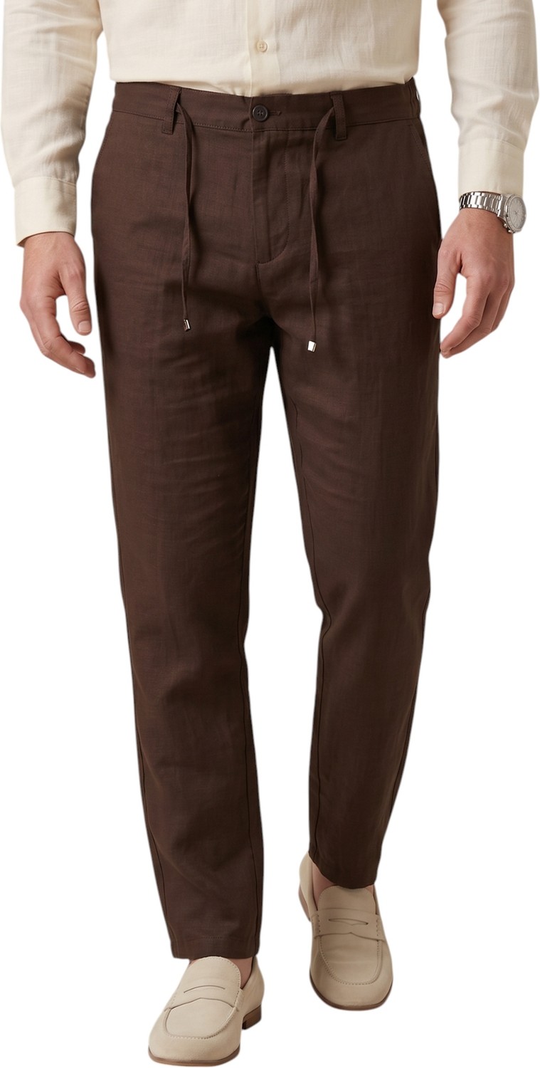 RizzUP Lacivert Slim Fit Likralı Keten Dokulu Lastikli Belli Ipli Yazlık Erkek Pantolon 2603001