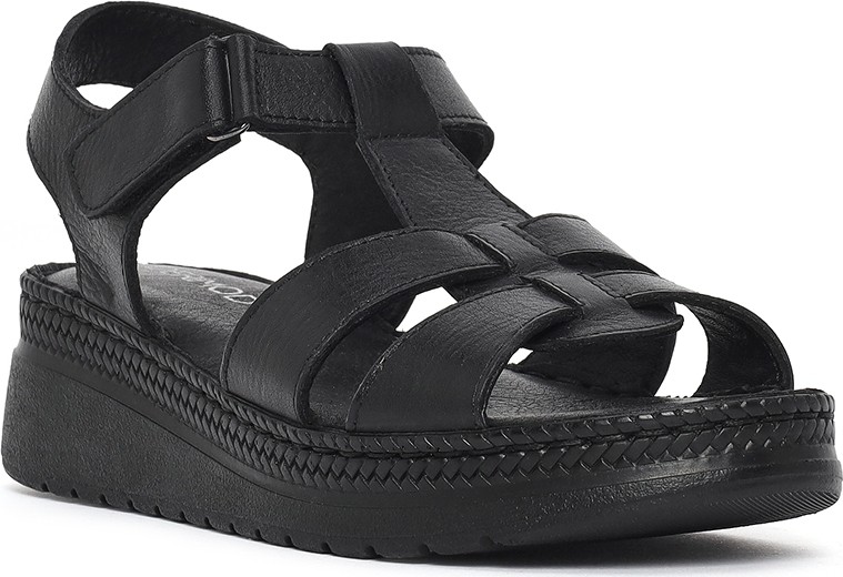 Derimod Kadın Siyah Kalın Tabanlı Deri Comfort Sandalet 26SFD411818 görsel 7