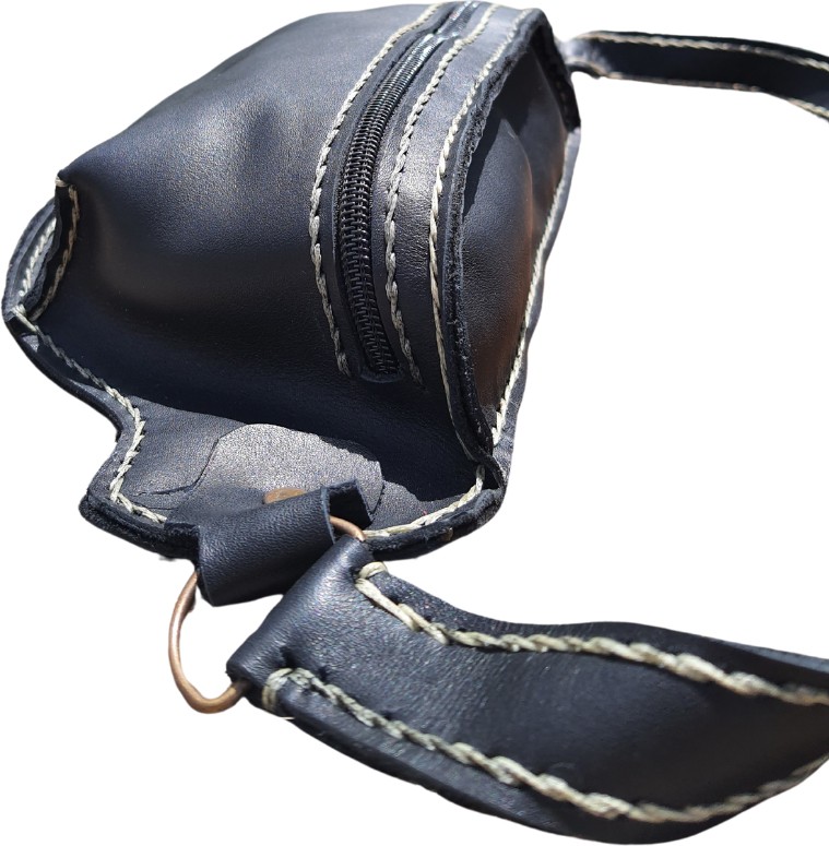 Semiramis Hermes Model Unisex El Yapımı Vintage El Dikişi Hakiki Crazy Deri Bel Çantası görsel 2