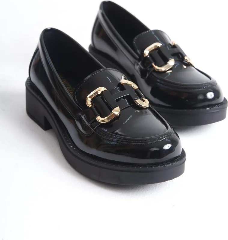 Fantastik Store Rugan Siyah Gold Tokalı Kadın Loafer TR17MS02A görsel 2