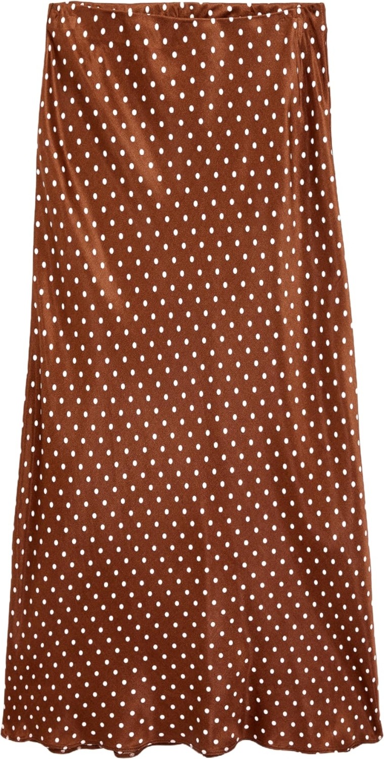 Die Grup Slim Fit Puantiye Desenli Midi Saten Etek görsel 3