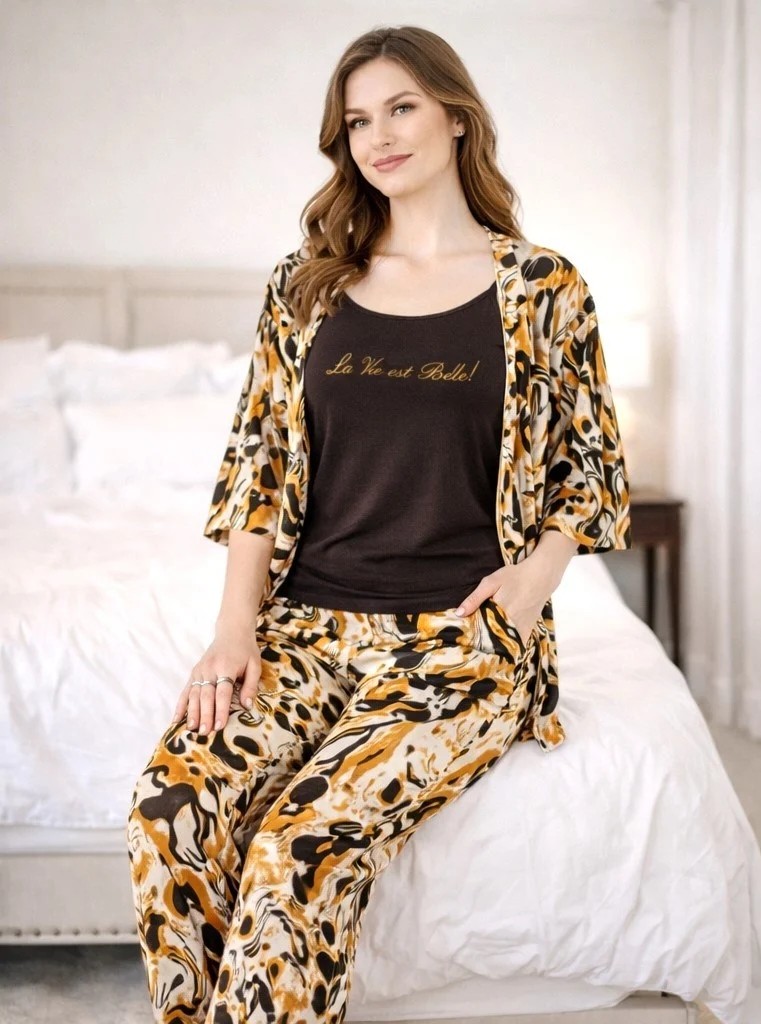 Dowry KADIN YAZLIK MODAL DESENLİ ÜÇLÜ TAKIM DOWRY 15-18 görsel 4
