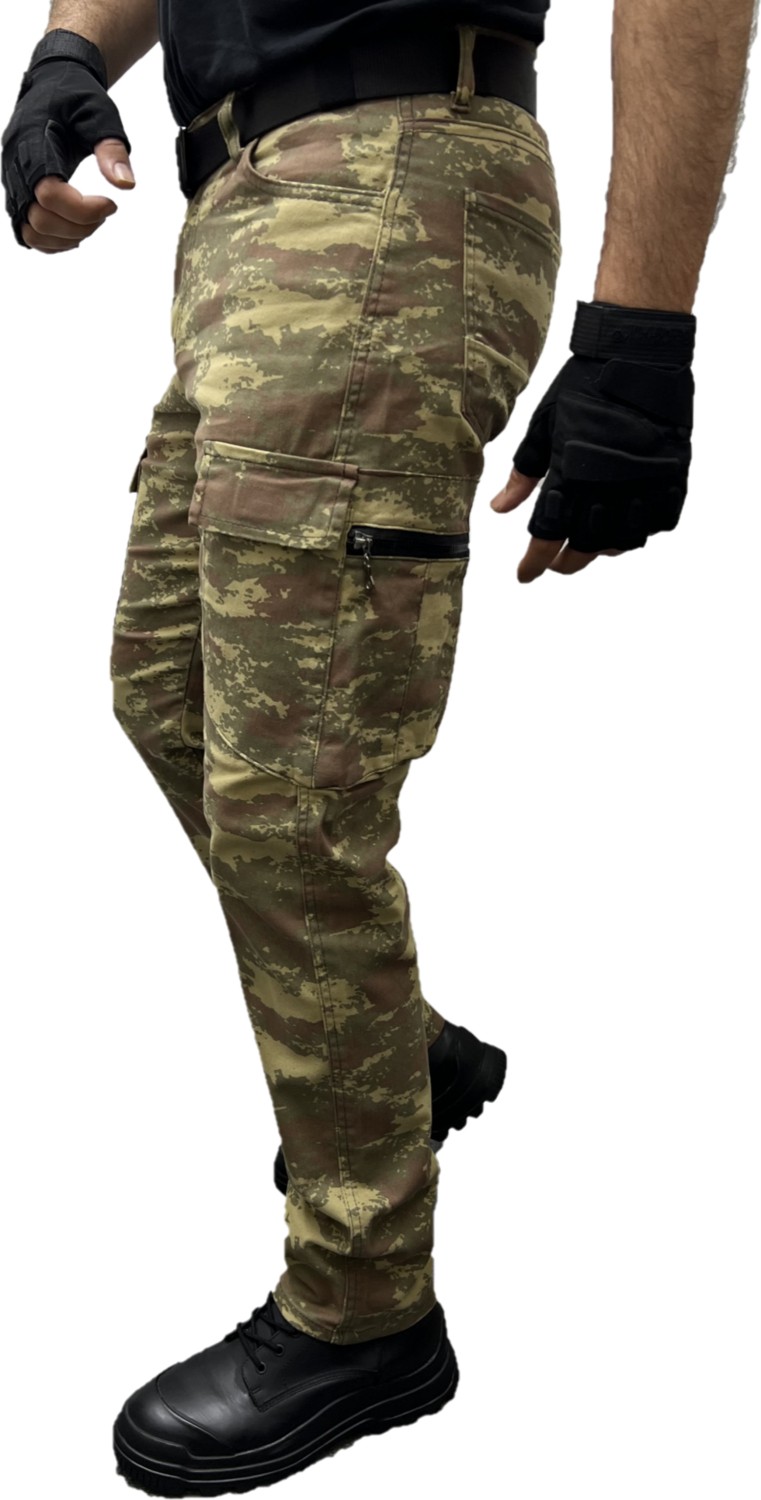 Polviton Erkek Kargo Pantolon Taktikal Cep Gabardin Likralı