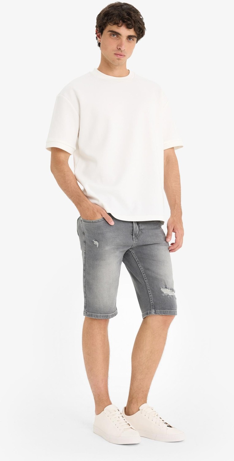 DeFacto Slim Fit Dar Kesim Jean Bermuda Şort F4692AX25SM