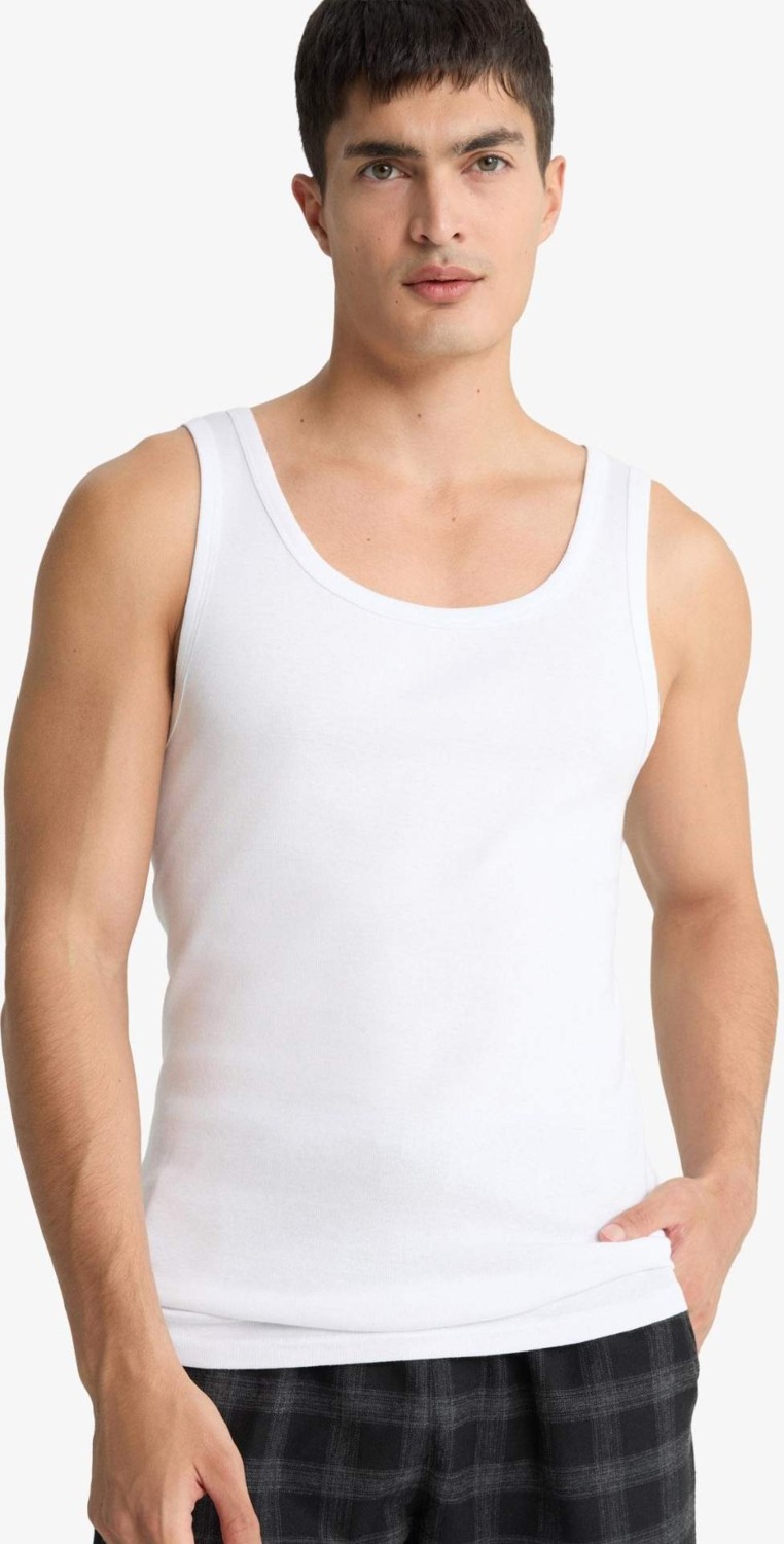 DeFacto %100 Pamuk Slim Fit Ribana 2'li Atlet Y9056AZ25WN görsel 2